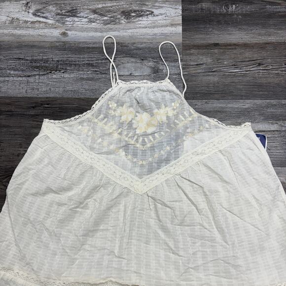 NWT Free People Intimately Elisa‎ Ivory Womens L Lace Trim Flowy Boho Tunic Top - Picture 2 of 8